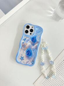 花朵图案奶油色纹理透明彩色卡通手机壳,带链条,兼容 14、14 Pro、14 Pro Max、13、13 Pro、13 Pro Max、11、11 Pro Max、12、12 Pro、12 Pro Max、XR、XS、15、15 Pro、15 Pro Max、16、16 Pro、16 Pro Max、17、17 Pro、17 Air、17 Pro Max、Galaxy S24、A04、A12、A13、A14、A23、A24、A32、A33、A51、A52、A53、A54、A72、S20 FE、9、9A,防震手机壳 - 彩色 - 查看 7