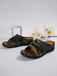 Fashionable Thick Soled Camouflage Sandals, Suitable For Daily Outings And Vacations - Army Green - View 7