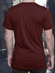 Camiseta Masculina Cruz Dupla 100% algodão Camisa premium malha 30.1 - Vinho - Visão 3