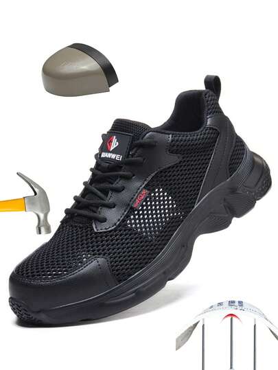 男女通用舒适鞋，防砸防滑防刺穿工作鞋，轻便建筑工地仓库防护鞋，男女户外工作靴，夏季透气