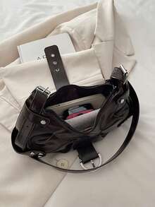 新款时尚装饰手提单肩包，适合派对、郊游、度假、购物和日常使用，可存放硬币、手机，也适合白领、大学生和上班族作为工作包，优雅女士包。 - 咖啡 - 查看 3