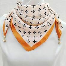 Pañuelo de Seda con Protección Solar para Verano, Regalo de Lujo Exquisito de Alta Gama, Nueva  de Moda Otoño 2024, Pañuelo Vintage Estampado con Cierre Magnético para Mujer, Calentador de Cuello, Pañuelo Cuadrado - flores rosas - Ver 20