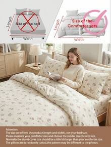 2/3件套纯棉印花被套组，特大号床上用品套装，超柔软透气，抗皱，四季皆宜，柔软舒适，是宿舍、家庭卧室、酒店的理想之选（1个被套+1/2个枕套，不含填充物），多种颜色可选 - 愛玲說-紅 - 查看 4