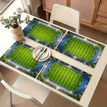 Podkładka z motywem boiska piłkarskiego, minimalistyczna mata śniadaniowa, dekoracja kuchni, łatwa w czyszczeniu mata jadalna o fakturze lnu, odpowiednia do domu i restauracji, zestaw Combo - Wielokolorowe - Zobacz 8