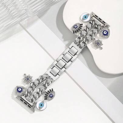 1pc Gold Metal Double Chain Adjustable Watch Band Strap Suitable For Ultra2 1 SE S9 8 7 6 5 4 3 2 Watches, 38mm/40mm/41mm/42mm/44mm/45mm/49mm (Watch Not Included)