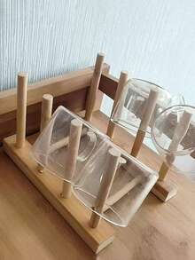 1 Set Of Wooden Bowl, Plate, Cup, Book, Pot Lid, Cutting Board, Dish Rack, Suitable For Kitchen, Reading Room Or Collection Room - Multicolor - View 4