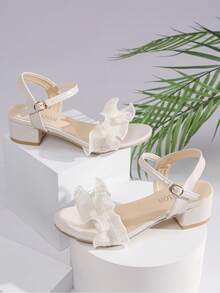 1 Pair Summer Fashion Elegant Princess Style Open Toe Low Heel Ankle Strap Flat Sandals For Teens - Beige - View 2