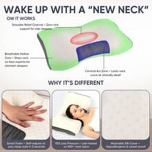 Buy 1 Get 1 Free, 2 Soft Woven Neck Massage Couple Pillows - Adjustable Ergonomic Orthotic Profile Support, High Quality Pillow Core, Sleep Comfort, Removable Pillowcase - trắng - Xem 3