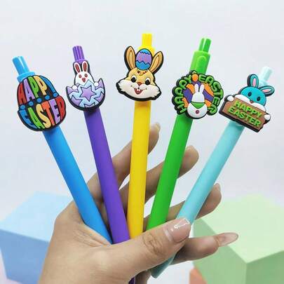 3pcs 2026 New Easter Sticker Ballpoint Pens, Neutral Easter Series Ballpoint Pens, Creative Holiday Gift Ballpoint Pens, Stationery Gift Set, Holiday Decoration, Signing Pen Gifts