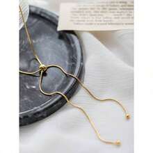 1pc Stainless Steel Retro Minimalist High-End Metallic Water Drop Pendant Necklace - 黃金-1 - 查看 3