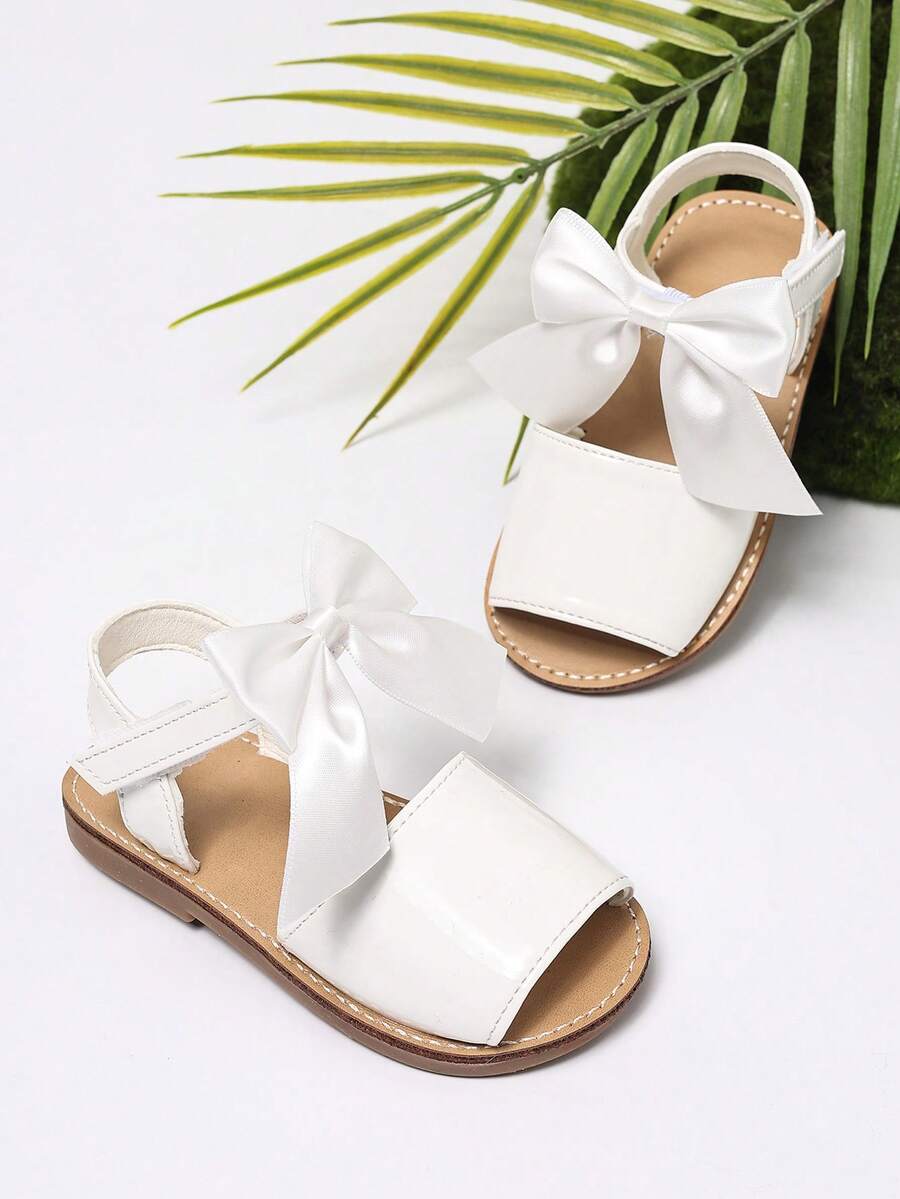 1双可爱蝴蝶结儿童凉鞋，幼儿/小童/大童沙滩鞋，女童公主裙鞋 - 白色 - 查看 1