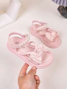 儿童平底凉鞋，舒适日常穿着 - 粉色 - 查看 7
