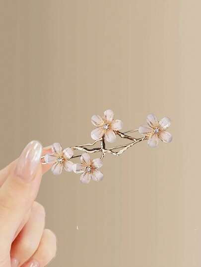 Pinza de pelo con diseño floral delicado, accesorio de pelo estilo minimalista Mori, pinza de pelo elegante para mujeres, pinzas de agarre