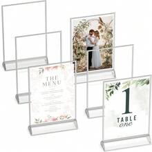 6 chiếc khung biển hiệu acrylic 4"x6" viền bạc, khung ảnh acrylic hai mặt, giá đỡ trưng bày bằng nhựa dùng cho số bàn tiệc cưới, thực đơn. - T-Bạc - Xem 11