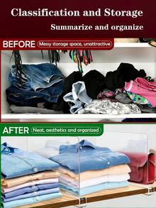 8pcs Transparent Partition Boards, Storage Shelf Dividers, Wardrobe Clothes Separator, Bookshelf Organizer, Multi-Functional Detachable Plates, Adjustable Plastic Thickened Partition Boards, Storage Organizer, Suitable For Clothing Classification, Desktop Organization, Home, Office, Desk, Clothing Rack, Holiday Gift, Back To School Essential - Multicolor - View 7