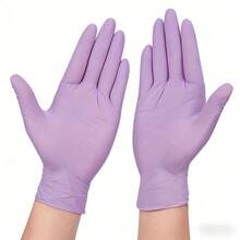 100/50/4PCS 浅紫色无粉、无乳胶、防水一次性丁腈手套，适用于家庭清洁、美发、美容院等。 - 淺紫色 - 查看 7