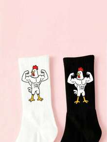 半双装欧美时尚中筒袜，女士街头风中筒袜，男士创意时尚百搭情侣袜，四季皆宜 - 彩色 - 查看 5