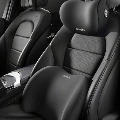 1 chiếc đệm đỡ cổ và lưng bằng mút hoạt tính dành cho ô tô - Tựa đầu và tựa lưng thoải mái - Phù hợp cho người lái và hành khách