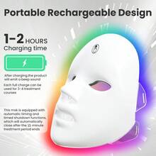Facial Red Light Therapy, LED Facial Mask Light Therapy Device, Adjustable Brightness, 7-Color LED Mask, Wireless And Rechargeable, Red Light Mask, Anti-Aging, Brightening Skin Tone, Skin Rejuvenation. - 彩色 - 查看 5