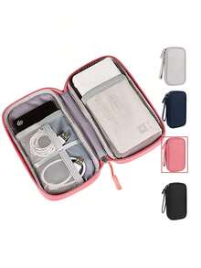 1pc Double Layer Digital Accessories Storage Bag, Electronics Accessories Travel Organizer Bag Fits Phone, Cables, Coins, Jewelry, Divider Compartments For Power Bank, Mouse, Charger, Data Cables, Hard Drive, Protective Cover,Boho Vibes - 彩色 - 查看 10