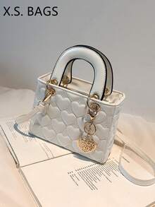 Túi xách Daifei cao cấp nhỏ gọn, độc đáo dành cho nữ năm 2024, kiểu dáng lưới kim cương thời trang mới, túi đeo vai và đeo chéo, quà tặng Giáng sinh, quà du lịch, quà dự tiệc. - trắng - Xem 3