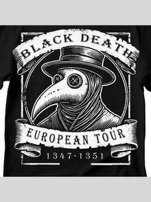 Black Death Plague Doctor T-Shirt | Gothic Horror Aesthetic - Negro - Ver 1