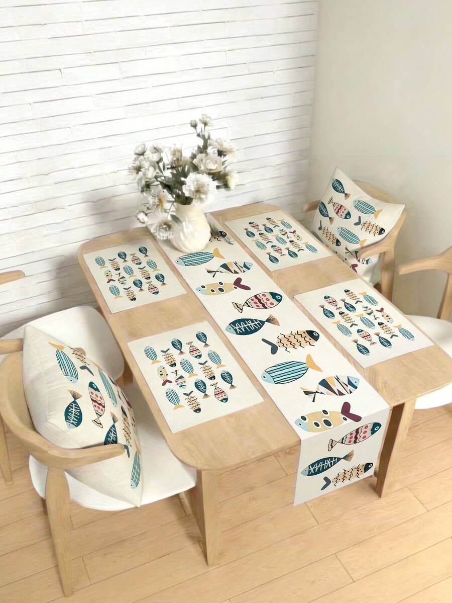 Bộ trang trí cá nhiệt đới mùa xuân & hè 1/4/5/6/7 món, trang trí phòng khách/phòng ngủ/phòng ăn, chất liệu giả vải lanh, nhiều kích cỡ, trang trí bàn ăn, khăn trải lò sưởi, tấm lót bàn, đế lót ly, trang trí nhà cửa. - Nhiều màu - Xem 1