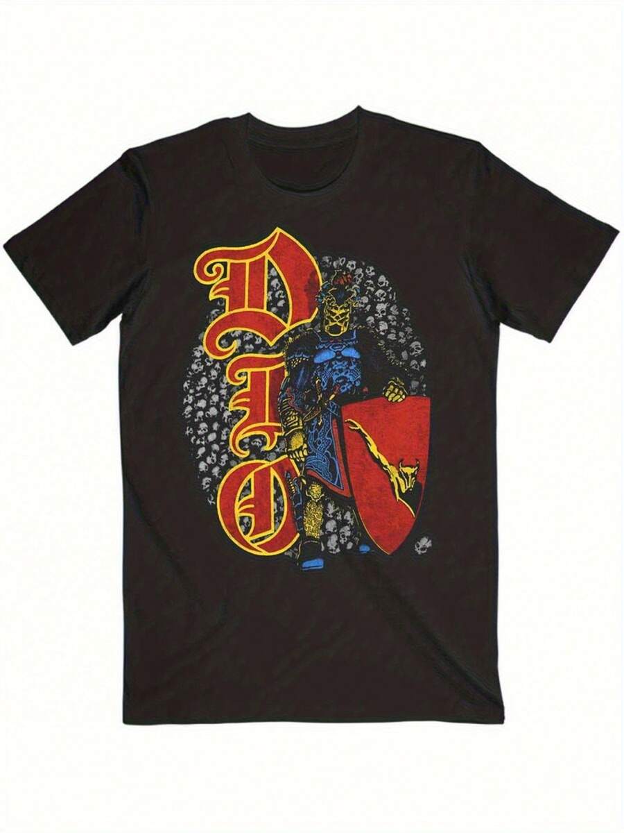 Camiseta de algodón de 180g, modelo Dio Skull, color gris, nuevo estilo adecuado para el uso diario, salidas casuales, versátil para uso en casa, paseos al aire libre, sencilla y sin restricciones, estilo de nicho moderno, la primera opción para parejas. - Negro - Ver 1