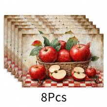2 pezzi Tovagliette con motivo frutta, stile minimalista per colazione, decorazione tavolo da pranzo, accessori da cucina, tovagliette in lino, sottobicchieri, presine, sottopiatti, facili da pulire, adatte per casa, ristorante, sala da pranzo, set - Multicolore - Visualizzare 13