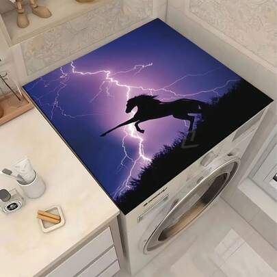 1 pieza Rayo y Patrón de Caballo, Ambiente Familiar Cálido, Diatomita, Antideslizante, Apto para Lavadora, Secadora, Funda de Máquina de Café, Felpudo de Cocina, Felpudo Multiusos para el Hogar