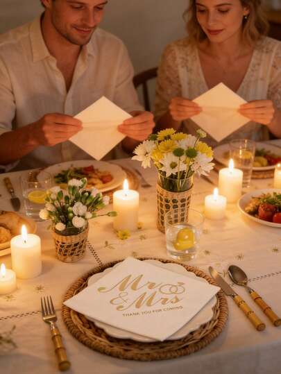 25/100pcs White Elegant Luxury Gold Foil Double-Layer Disposable Napkins, High-Quality Paper Material, & Hygienic, 9.84x9.84 Inches Unfolded, Suitable For Wedding, Birthday Party, Garden Party, Dining, Restaurant, Kitchen And More Occasions