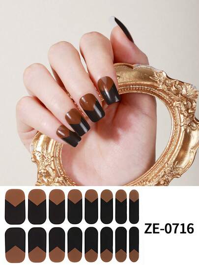 Coral Pink No-Bake Gel Nail Sticker Nail Oil Film Waterproof Nail Sticker Sticker Solid Color Green Onion Powder Jump Color Gradient Full Sticker