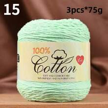 3-Pack Premium 100% Cotton Yarn, Soft & Cozy, Suitable For Handmade Sweaters, Scarves, Hats, Jackets, Vests, Shawls, Cushions, Etc. 3 Skeins X 75g = 225g - 75g Cotton - View 37