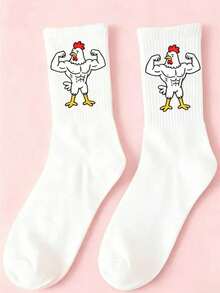 半双装欧美时尚中筒袜，女士街头风中筒袜，男士创意时尚百搭情侣袜，四季皆宜 - 彩色 - 查看 11