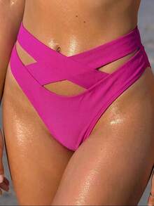 Sultry Sol Bộ bikini hai mảnh gợi cảm, buộc dây, hở lưng, kiểu dáng mới năm 2026 dành cho nữ, thích hợp cho kỳ nghỉ biển. - Màu Hồng Tươi - Xem 3