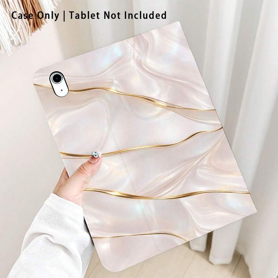 1 ốp lưng dạng gập bảo vệ máy tính bảng có khe cắm bút, họa tiết vân đá cẩm thạch lượn sóng bất đối xứng, tương thích với Honor Pad 8/9/10, Honor GT 11.5inch/X7/X8A/X9/X8Pro/X9Pro/V9/V8 Pro, MatePad SE 11inch/MatePad 11inch/11.5inch, MatePad Pro, Apple thế hệ thứ 10/11 2025 (A16), A9/A9+/A11/S11/S10 FE+, chức năng tự động tắt/mở màn hình, thích hợp làm quà tặng cho mùa tựu trường, ngày Valentine, quà tặng ngày lễ. - Nhiều màu - Xem 1