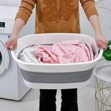 QICHEN Cesta Plegable de plástico para la Colada contenedor de Almacenamiento Plegable y Organizador Portátil y ahorro de espacio 60CM*40CM Gris - Gris - Ver 7