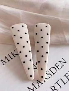 2个女士优雅亚克力三角波点发夹，适合日常使用 - 彩色 - 查看 13