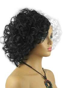 Peluca de bruja blanca y negra, tocado de disfraz para cosplay, accesorio para baile de máscaras - Estilo de flequillo en blanco y negro - Ver 6