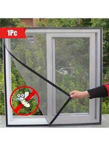 1pc Mosquito Nets For Window,Anti-Mosquito Window Screens,Mesh Anti Insect Air Tulle Invisible Black Fiberglass Mosquitoes And Flies,Simple Detachable Window Screen, No-Drill, Hook And Loop-Attached Screen Mesh - Gray Mesh With Black Border - View 5