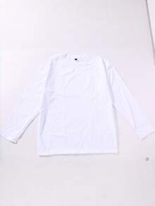 男士轻薄涤纶纯色百搭长袖T恤，适合春秋季穿着，透气百搭。 - 白色 - 查看 2
