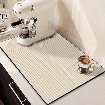 1pc Geometric Pattern Silicone Drain Mat, Kitchen Utensil Drying Mat, Bar Mat, Heat Resistant Mat, Tabletop Protective Mat, Home Kitchen Dining Decor, Tableware Accessory