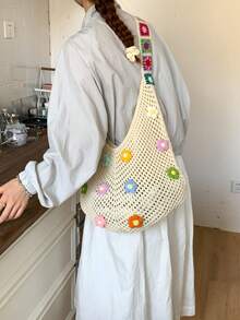 Túi đan móc cỡ lớn kiểu dáng mới, trang trí hoa văn, thích hợp cho kỳ nghỉ biển, túi xách đeo vai nhẹ dành cho nữ, phù hợp để mua sắm, đựng ví, dành cho phụ nữ trẻ, sinh viên đại học, các cặp vợ chồng mới cưới, các cô gái công sở. Lý tưởng cho văn phòng, trường đại học, công việc, kinh doanh, đi làm, hoạt động ngoài trời, du lịch và dã ngoại. - Màu be - Xem 9