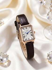 1件装奢华优雅女士石英表，方形表盘搭配经典罗马数字，高品质合金表壳，简约时尚风格，适合休闲、办公、派对等各种场合。 - 白色 - 查看 2