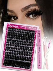320pcs/Pack Single Cluster False Eyelashes Natural & Slim Style 30D+40D Mixed D Curl 9-16mm Reusable Single Cluster Eyelash Extension Kit With Glue, Adhesive And Sealer, Eyelashes, False Eyelashes, False Eyelash Clusters - Multicolor - View 13
