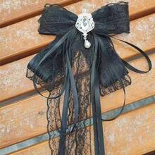 Nueva Horquilla de Pelo Hanfu de Moda con Lazo de Encaje y Diamantes de Imitación, Horquilla Tradicional China Inspirada en las Hadas con Cinta, Elegante Estilo Antiguo IQR7 - Negro - Ver 18