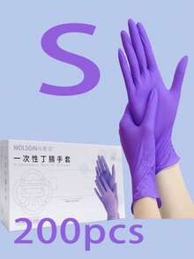 50只/100只装一次性丁腈手套，紫色加厚手套，接触手套，防水耐磨手套，适用于家庭和餐饮业，耐油手套，适用于染色和纹身 - 紫色 - 查看 19