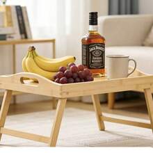 1 chiếc, khay giường bằng tre kích thước 19.69*11.81*1.57 inch, có chân gấp gọn, thích hợp dùng cho laptop, khay ăn sáng, ghế sofa, giường ngủ, bàn ăn (màu nâu), quà Giáng sinh. - màu nâu - Xem 3