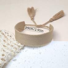 1 chiếc vòng tay dệt thủ công theo phong cách Boho tối giản cổ điển, thích hợp làm quà tặng cho gia đình, bạn bè, học sinh, trong các dịp lễ hội, tiệc tùng, du lịch. - Màu Khaki - Xem 6