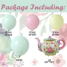茶会装饰：103 件套。轻盈的茶会气球拱门和花环套装，采用粉色和绿色茶壶造型的聚酯薄膜气球，适合“一起来喝茶吧”主题生日派对、洗礼、性别揭晓派对、春季花园或茶会装饰（茶会）等女性活动。 - 查看 6